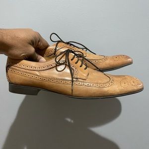 Zara Tan Leather Wingtip Oxfords